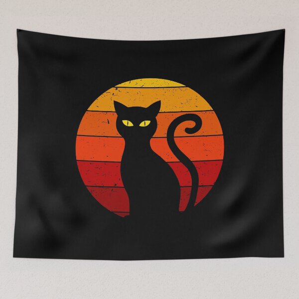 Item preview, Vintage Retro Sunset Halloween Black Cat I designed and sold by Lemon Pepper.