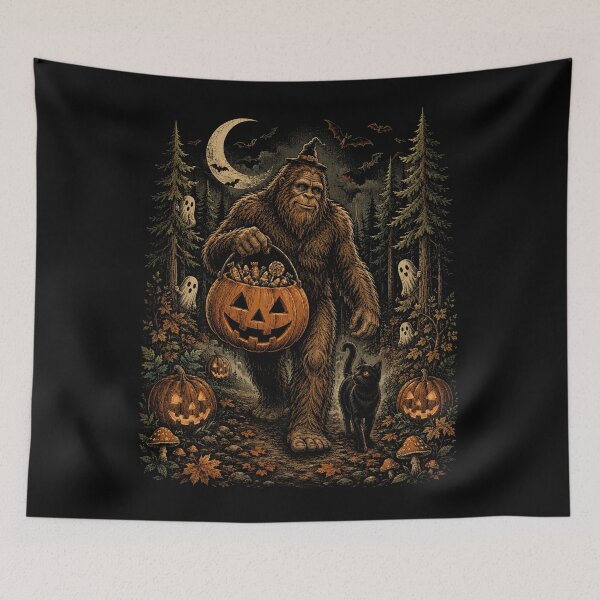 Item preview, Halloween Bigfoot Pumpkin Forest Sasquatch designed and sold by will freed18.