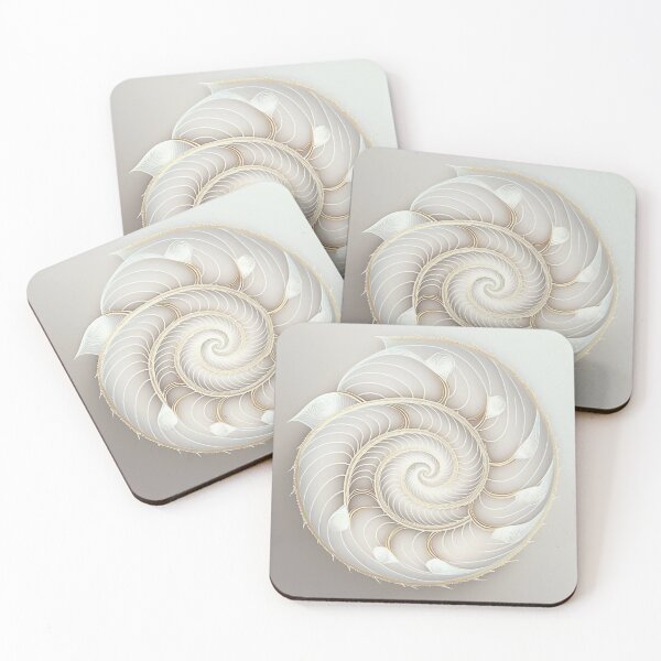 Item preview, White and Gold Shell Rosette Fibonacci Art designed and sold by RAGANADesign.