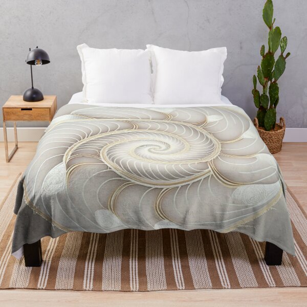 Item preview, White and Gold Shell Rosette Fibonacci Art designed and sold by RAGANADesign.