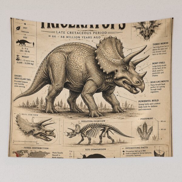 Item preview, Triceratops Dinosaur Scientific Illustration designed and sold by VantedStore.