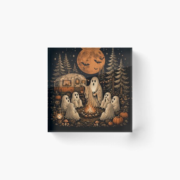 Item preview, Happy Ghost Camping Around Campfire Vintage Halloween designed and sold by will freed18.