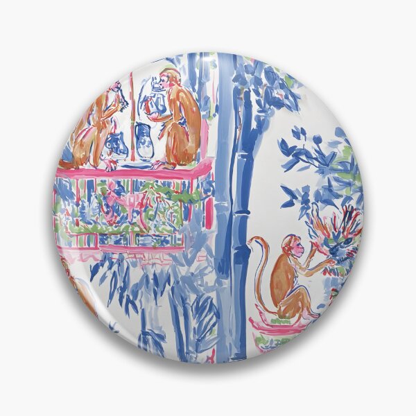 Item preview, Preppy chinoiserie monkeys in Palm Beach designed and sold by SophieClimaArt.