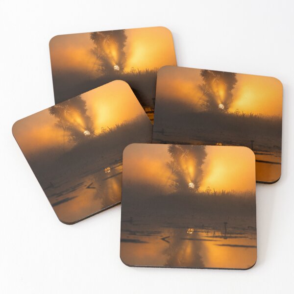 Item preview, Golden Morning Sunrise Reflection over Misty Pond designed and sold by Elżbieta  Kaps.