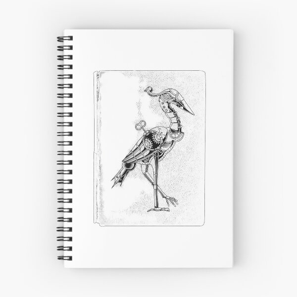 Item preview, Clockwork Robot Flamingo Steampunk Automaton Notebook Art designed and sold by ocelynneeay.