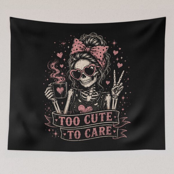 Item preview, Too Cute to Care Funny Skeleton Messy Bun Graphic designed and sold by will freed18.