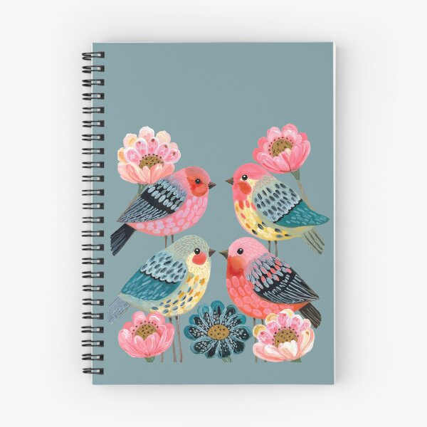 Item preview, Folk Art Painting of Colorful Pink Birds and Flowers designed and sold by Mike Kiev art.