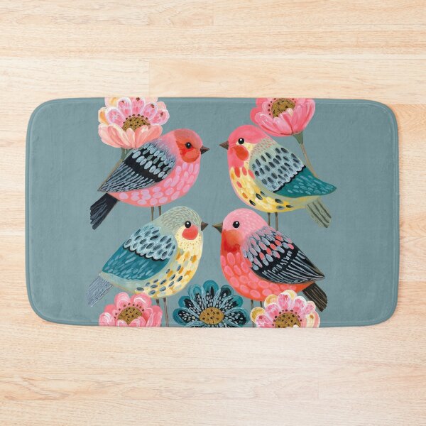 Item preview, Folk Art Painting of Colorful Pink Birds and Flowers designed and sold by Mike Kiev art.