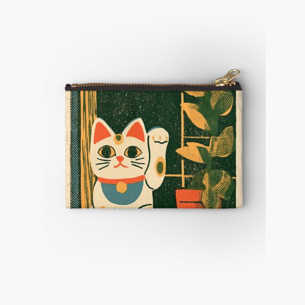 Item preview, Maneki Neko Lucky Cat by a Sunlit Window | Vintage Japanese Retro Poster | Japandi Wall Art designed and sold by NodeArchitects.