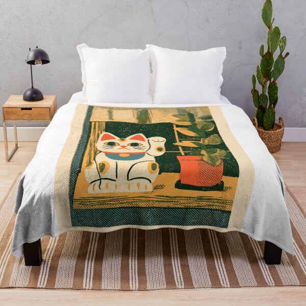 Item preview, Maneki Neko Lucky Cat by a Sunlit Window | Vintage Japanese Retro Poster | Japandi Wall Art designed and sold by NodeArchitects.