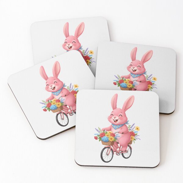 Item preview, Cute Pink Bunny Riding a Bicycle designed and sold by naragon4289.