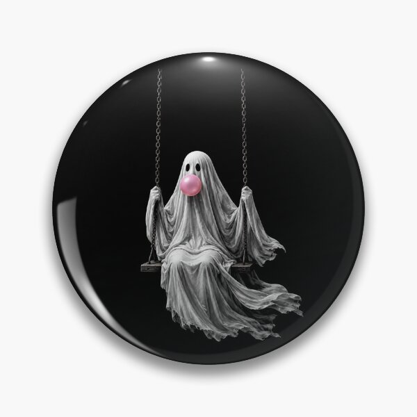 Item preview, Fantasma en un columpio soplando chicle rosa Lindo y espeluznante designed and sold by will freed18.