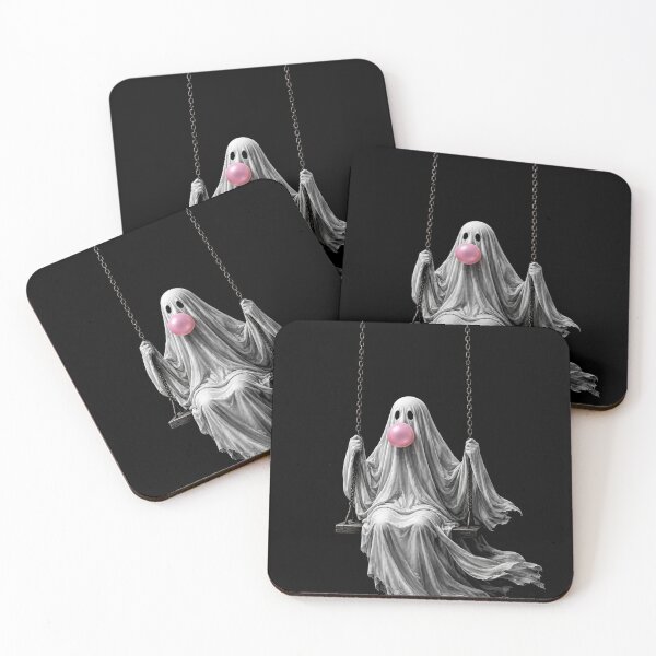 Item preview, Ghost on a Swing Blowing Pink Bubblegum Cute Spooky designed and sold by will freed18.