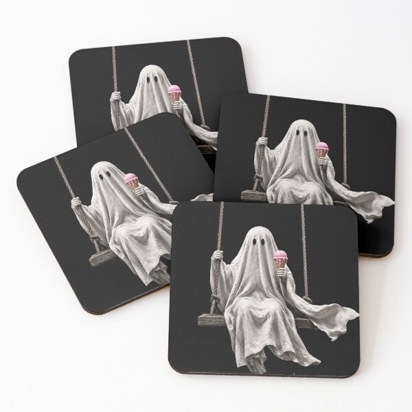 Item preview, Ghost on a Swing Eating Ice Cream Cute Halloween designed and sold by will freed18.