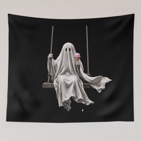 Item preview, Ghost on a Swing Eating Ice Cream Cute Halloween designed and sold by will freed18.