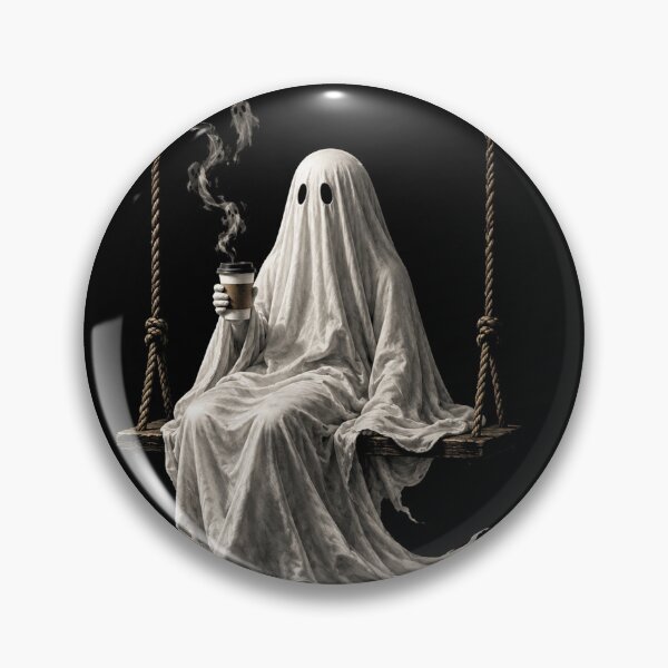 Item preview, Fantasma en un columpio tomando café. Amante del café espeluznante. designed and sold by will freed18.