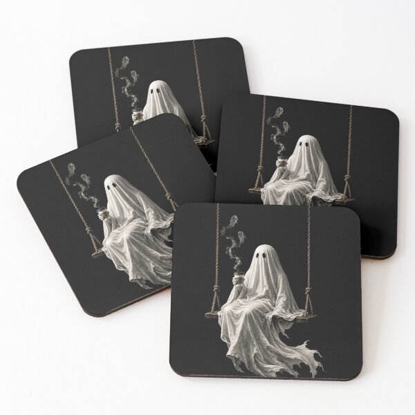 Item preview, Ghost on a Swing Drinking Coffee Spooky Coffee Lover designed and sold by will freed18.