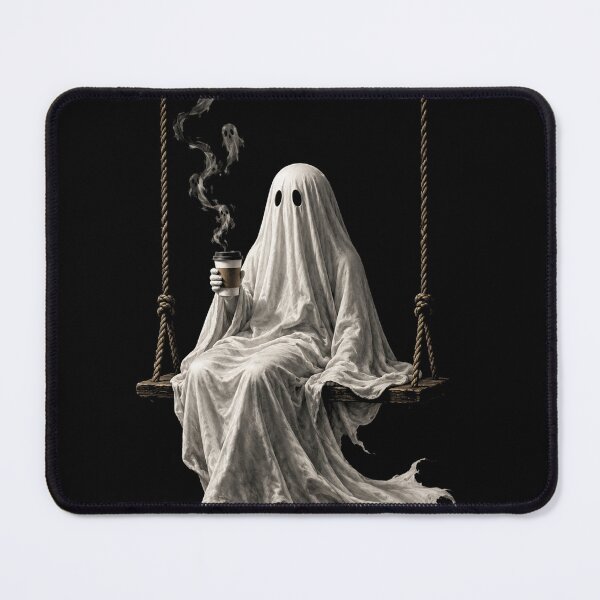 Item preview, Ghost on a Swing Drinking Coffee Spooky Coffee Lover designed and sold by will freed18.