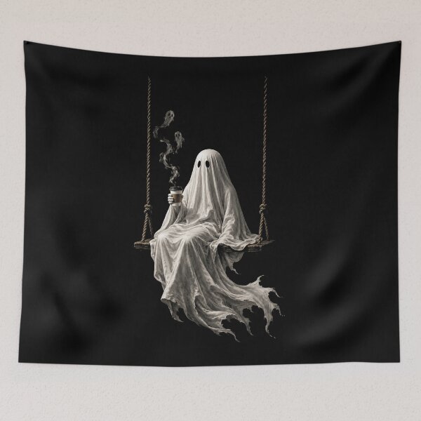 Item preview, Ghost on a Swing Drinking Coffee Spooky Coffee Lover designed and sold by will freed18.