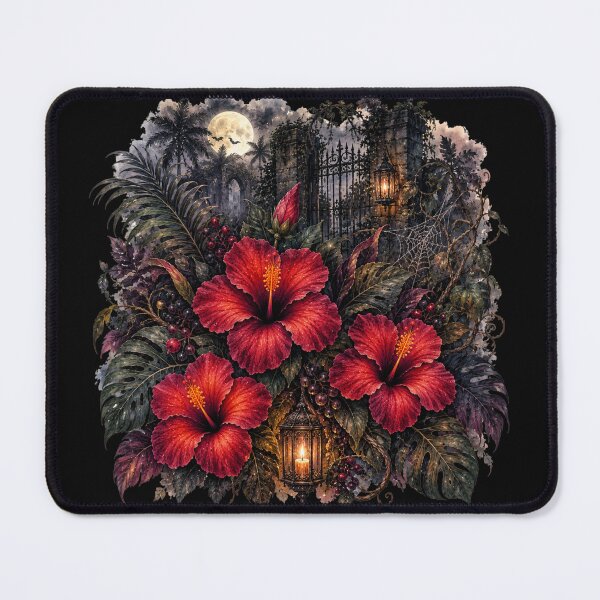 Item preview, Haunted Garden Hibiscus | Gothic Tropical Floral Art | Spooky Botanical Watercolor designed and sold by IamNolmo.