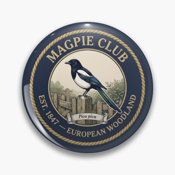 Item preview, Magpie Club Vintage Badge European Garden Bird designed and sold by CalmCapy Co.