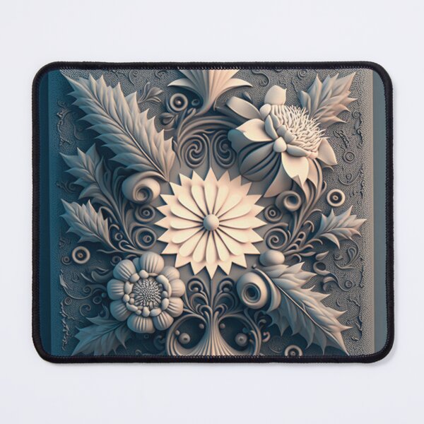 Item preview, Slate Blue Carved Floral Relief Panel designed and sold by RAGANADesign.