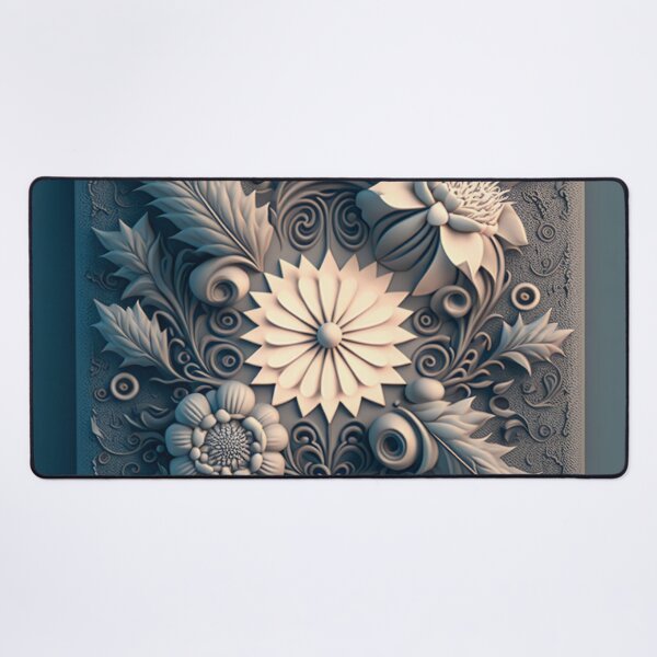 Item preview, Slate Blue Carved Floral Relief Panel designed and sold by RAGANADesign.