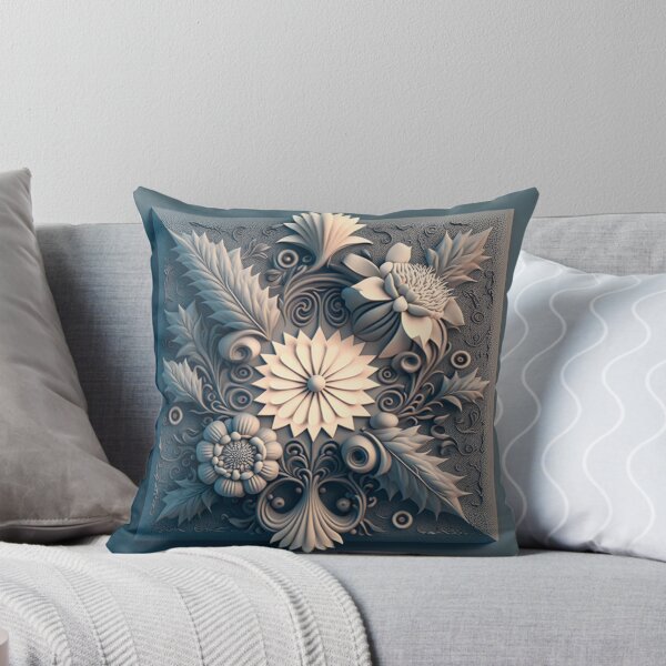 Item preview, Slate Blue Carved Floral Relief Panel designed and sold by RAGANADesign.