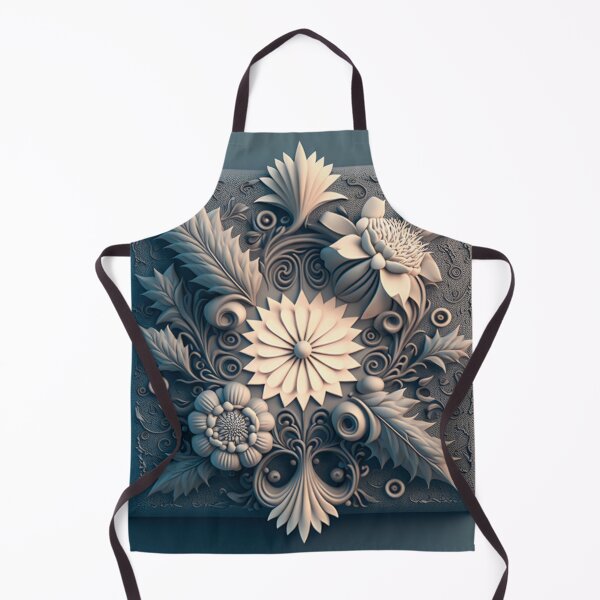 Item preview, Slate Blue Carved Floral Relief Panel designed and sold by RAGANADesign.