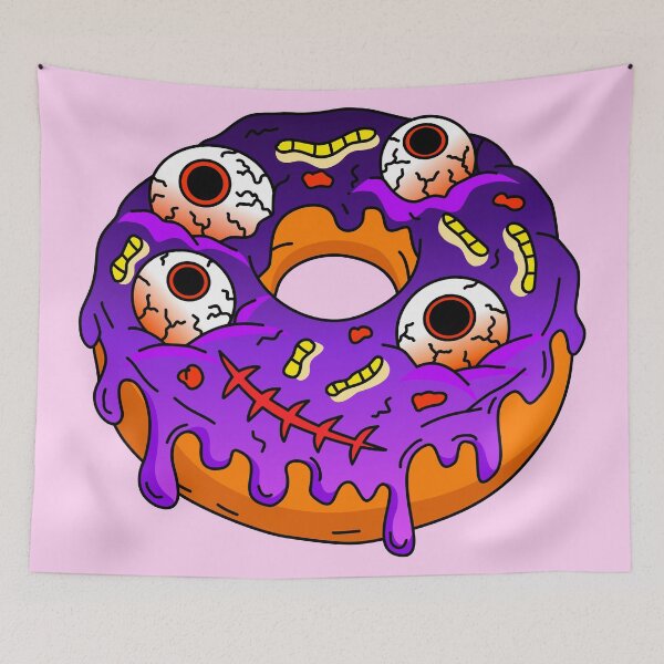 Item preview, Spooky Halloween Monster Bakery Doughnut topped with Eyeballs Maggots Stitched Mouth and Purple Glaze Vector designed and sold by RS4you.