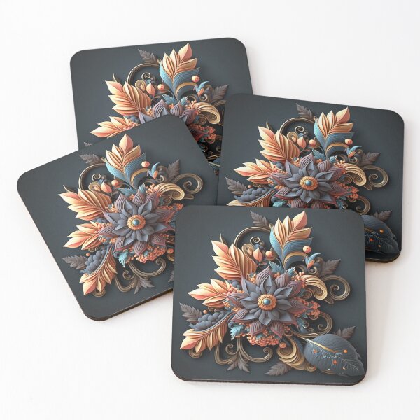 Item preview, Copper and Teal Bouquet on Charcoal designed and sold by RAGANADesign.