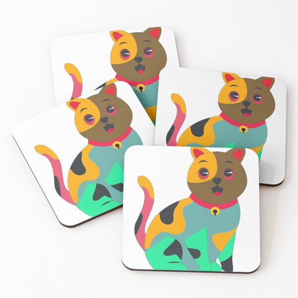 Item preview, Colorful Abstract Patchwork Calico Cat Illustration designed and sold by NAMASTHE WORLD.