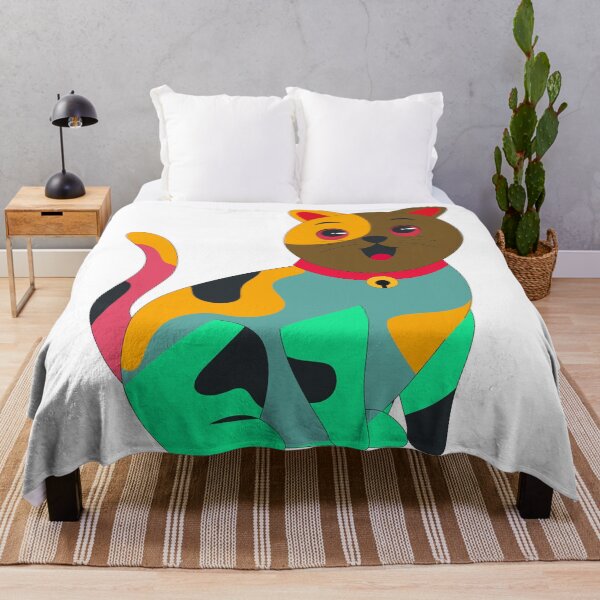 Item preview, Colorful Abstract Patchwork Calico Cat Illustration designed and sold by manojbalan1968.