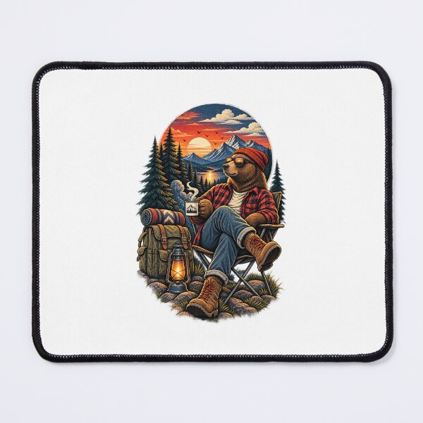 Item preview, Vintage Camping Bear Mountain Coffee Illustration designed and sold by lovepower.