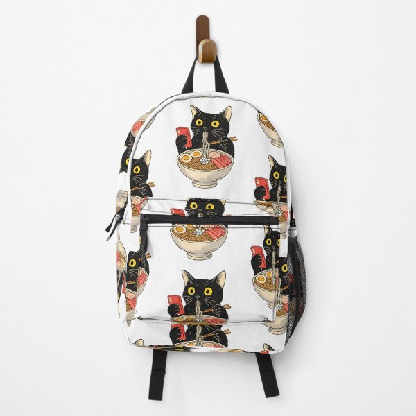 Item preview, Black Cat Eating Ramen While Scrolling Phone designed and sold by OlyvieArt.