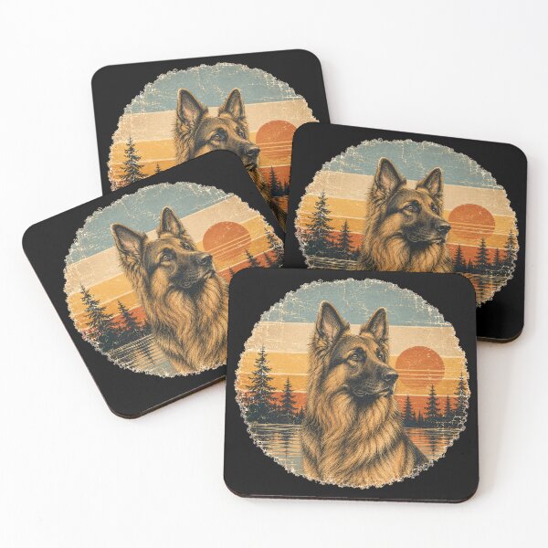 Item preview, Vintage German Shepherd Sunset Retro Adventure designed and sold by Bartas2026.