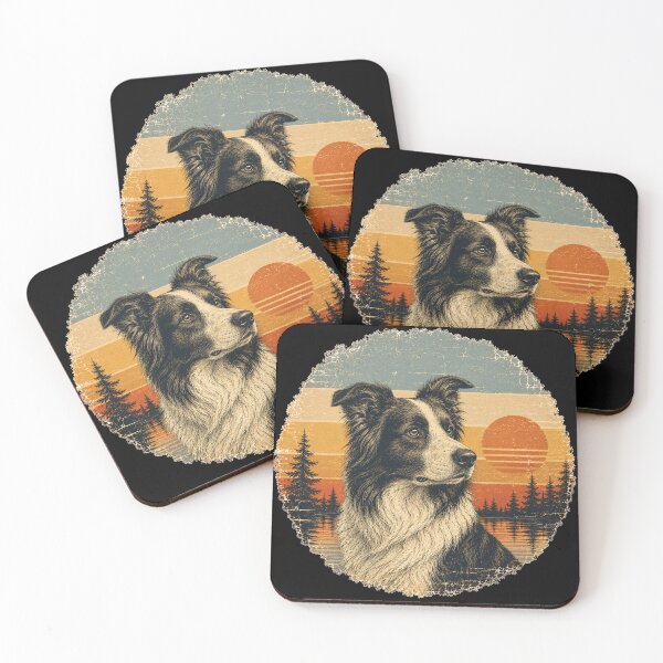 Item preview, Vintage Border Collie Sunset Retro Adventure designed and sold by Bartas2026.