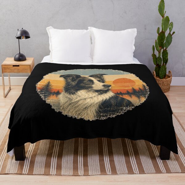 Item preview, Vintage Border Collie Sunset Retro Adventure designed and sold by Bartas2026.