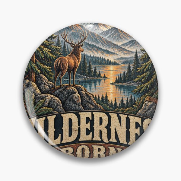 Item preview, Wilderness Born – Vintage Deer Eagle Mountain Nature T-Shirt – Outdoor Adventure Art designed and sold by @SHINTOSARTSTORE.