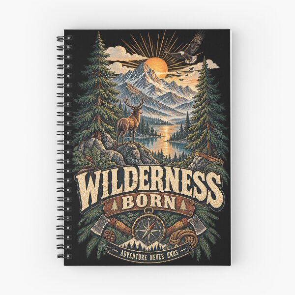 Item preview, Wilderness Born – Vintage Deer Eagle Mountain Nature T-Shirt – Outdoor Adventure Art designed and sold by @SHINTOSARTSTORE.