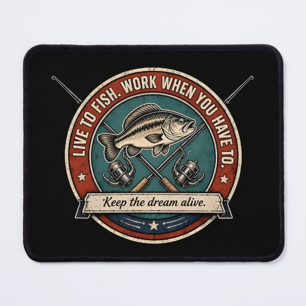 Item preview, Live to Fish Work When You Have To Funny Fishing Quote designed and sold by ZanyPaintbrush.