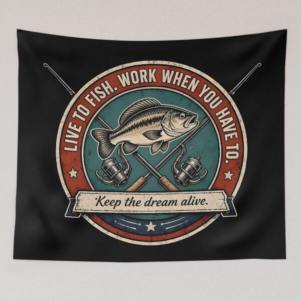 Item preview, Live to Fish Work When You Have To Funny Fishing Quote designed and sold by ZanyPaintbrush.