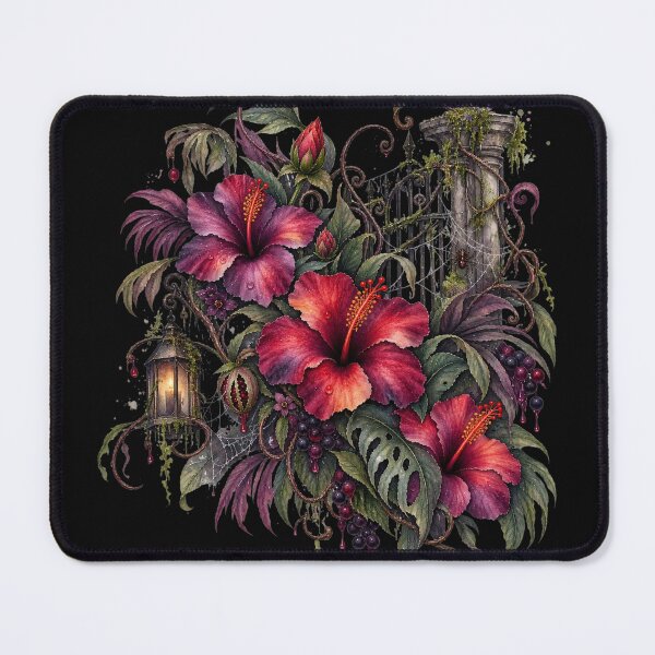 Item preview, Haunted Hibiscus Garden | Moody Gothic Botanical Watercolor | Dark Tropical Floral Art designed and sold by IamNolmo.