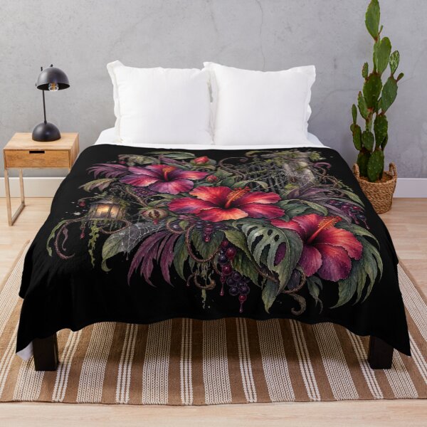 Item preview, Haunted Hibiscus Garden | Moody Gothic Botanical Watercolor | Dark Tropical Floral Art designed and sold by IamNolmo.