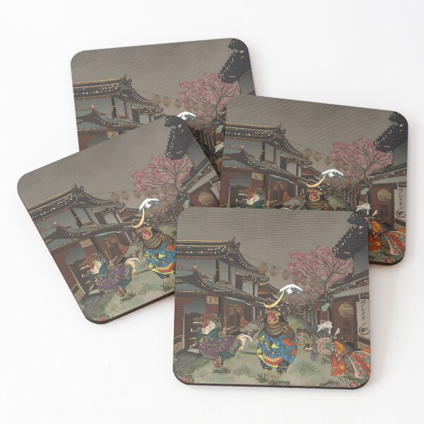 Item preview, Samurai Chickens in Traditional Japanese Street designed and sold by J-Mindful.