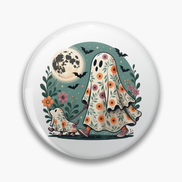 Item preview, Halloween Floral Ghost Dog Walking  funny Spooky  gift designed and sold by Amzkao.