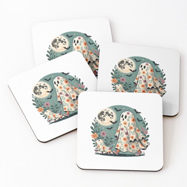 Item preview, Halloween Floral Ghost Dog Walking  funny Spooky  gift designed and sold by Amzkao.