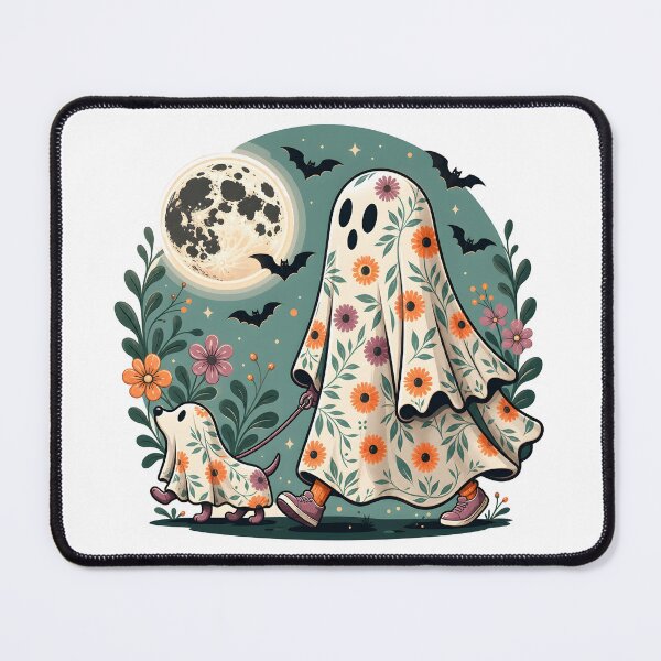 Item preview, Halloween Floral Ghost Dog Walking funny Spooky gift designed and sold by Amzkao.