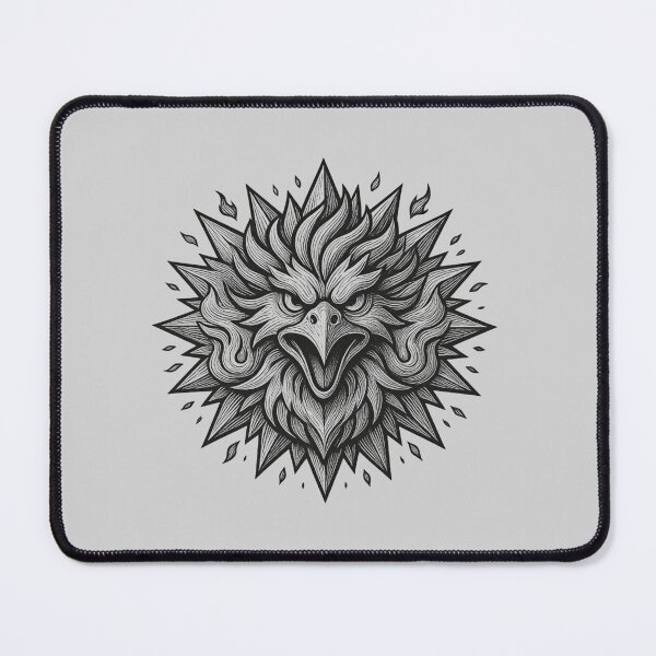 Item preview, Dark Fantasy Screaming Phoenix Woodcut Vintage Blackwork Eagle Head designed and sold by MarCinu Art.