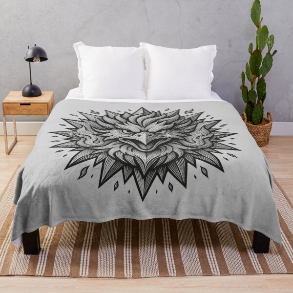 Item preview, Dark Fantasy Screaming Phoenix Woodcut Vintage Blackwork Eagle Head designed and sold by MarCinu Art.